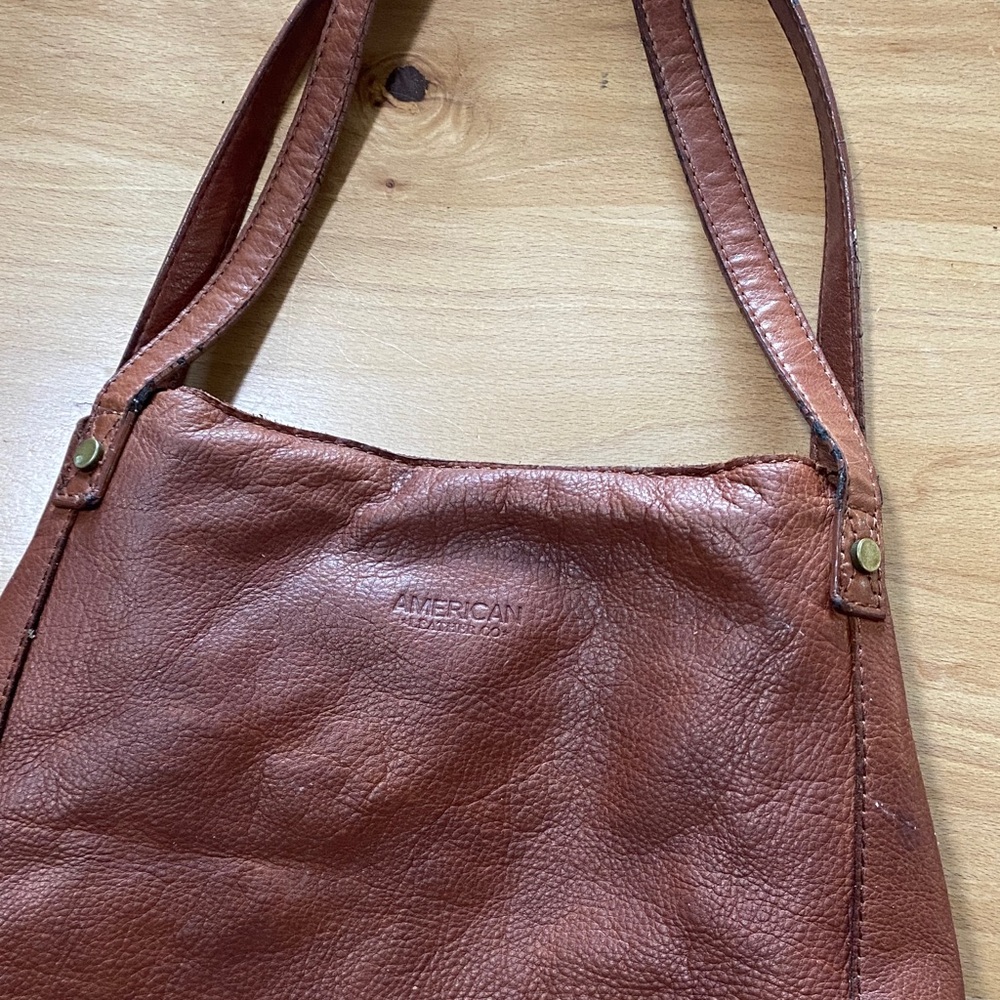 American Leather Co. Cognac Brown Leather Hobo Bag Minimalist Shoulder Purse - Picture 16 of 16